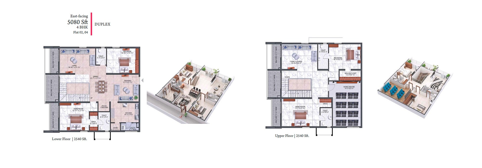 Floor plan of 5 BHK 5080 Sq. Ft. Apartment in Hallmark Treasor, Hyderabad