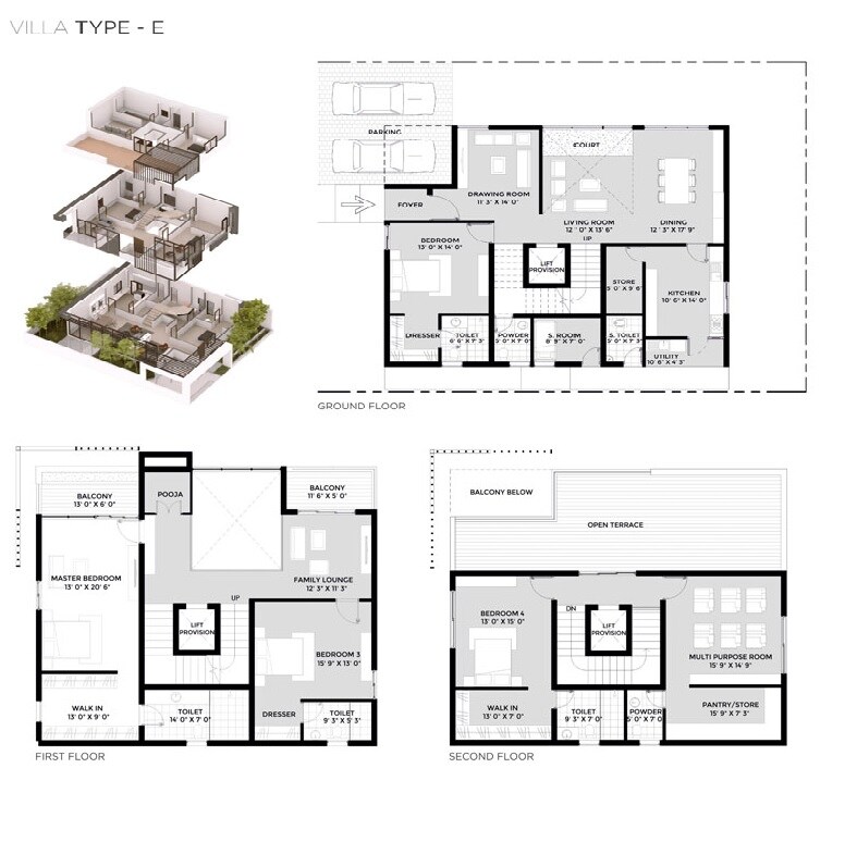 Floor plan of 4 BHK 4350 Sq. Ft. Villa in Hardhik Meraki Boulevard, Hyderabad