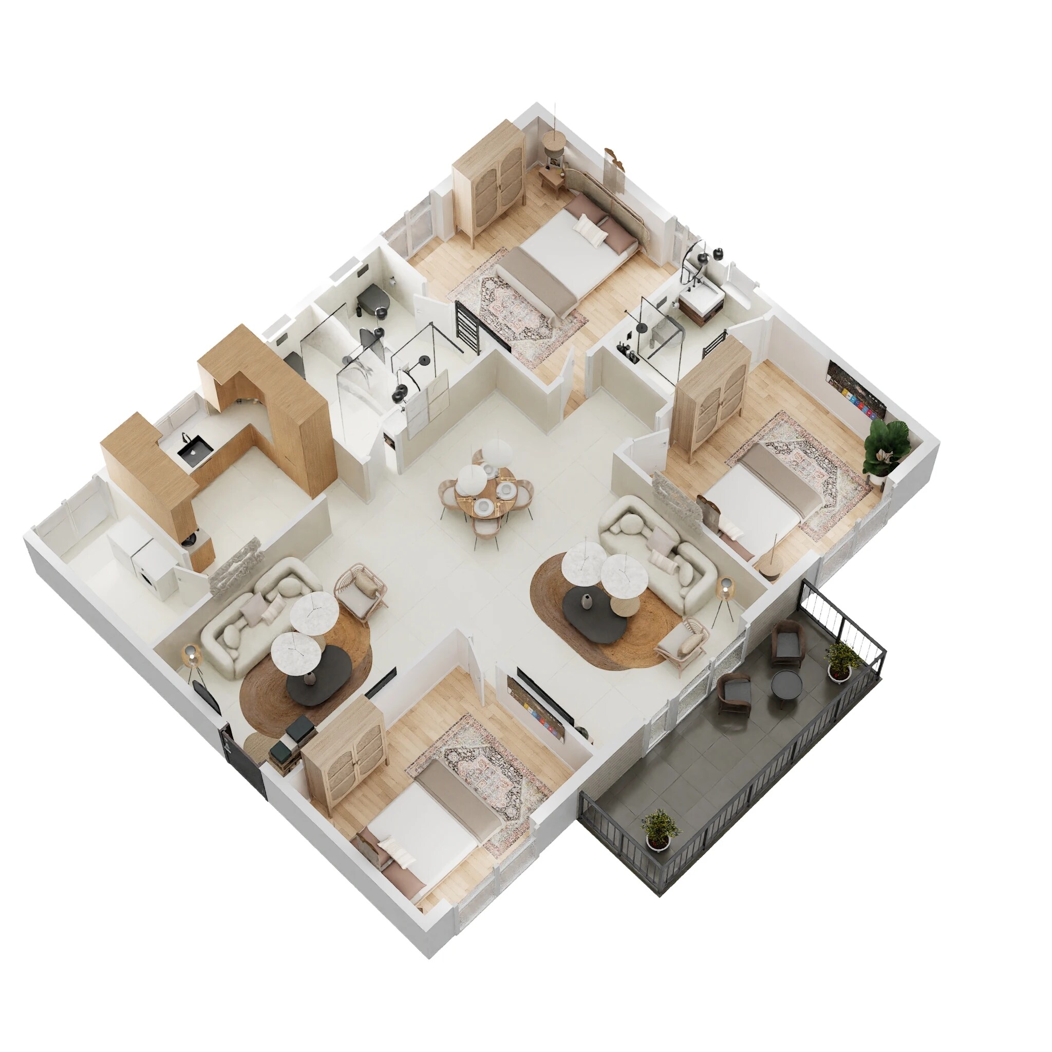 Floor plan of 3 BHK 1635 Sq. Ft. Apartment in Hariharas Sri Sai Yatika, Hyderabad