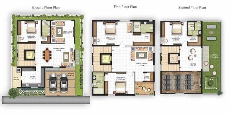 Floor plan of 4 BHK 3915 Sq. Ft. Villa in Haris Affluence, Hyderabad