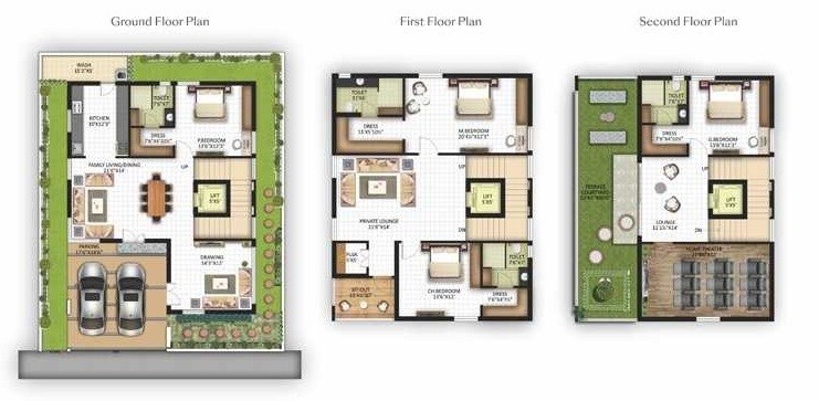 Floor plan of 4 BHK 4170 Sq. Ft. Villa in Haris Affluence, Hyderabad