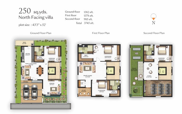 Floor plan of 4 BHK 3745 Sq. Ft. Villa in Haris Pranava Affluence, Hyderabad
