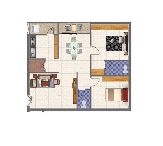 Floor plan of 2 BHK Apartment - 1010 sq. ft. in Harshith Springfield Apartments, Hyderabad