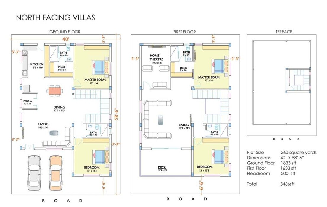 Floor plan of 4 BHK 3466 Sq. Ft. Villa in Helix Pratapa Rudra Luxury Villas, Hyderabad