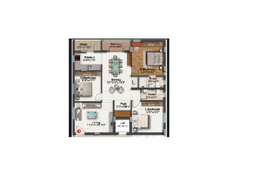 3 BHK 1550 Sq. Ft. Apartment in Highrise Ayodhya