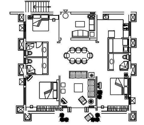 Floor plan of 3 BHK 1769 Sq. Ft. Apartment in Hill Ridge Springs, Hyderabad