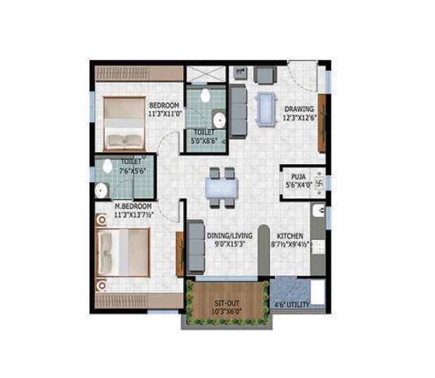 2 BHK 1370 Sq. Ft. Apartment