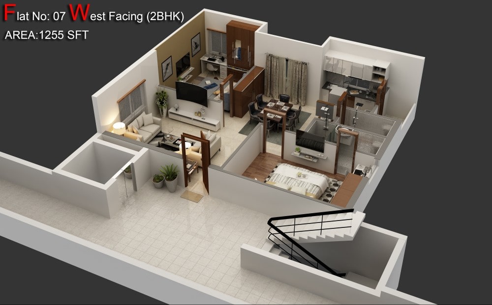 2 BHK 1255 Sq. Ft. Apartment