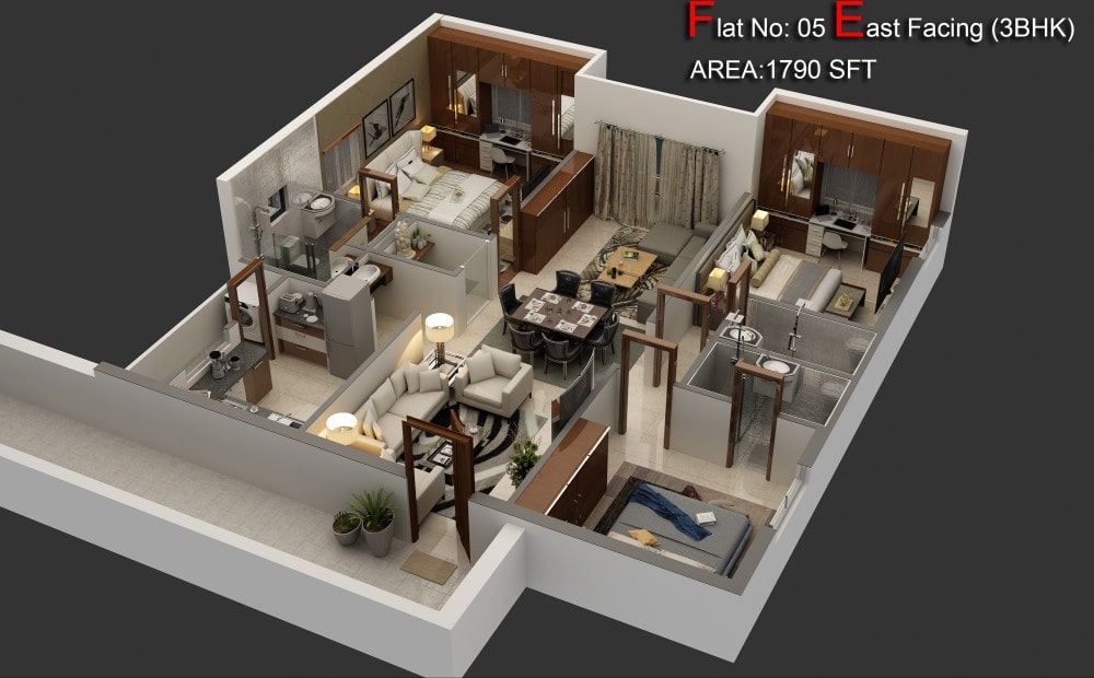 3 BHK 1790 Sq. Ft. Apartment
