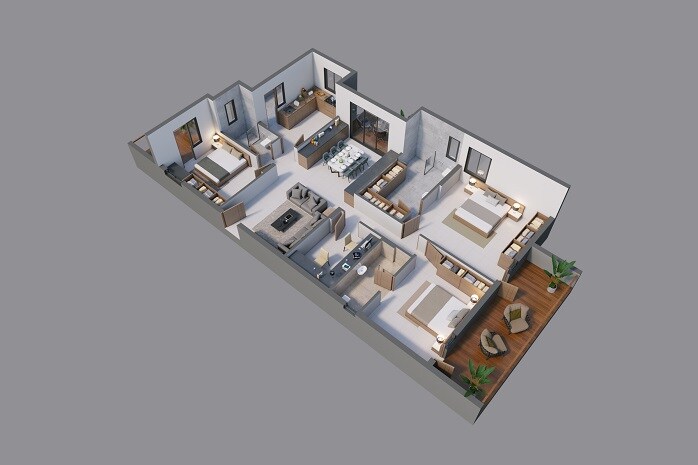 3 BHK 1907 Sq. Ft. Apartment