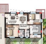 Floor plan of 2 BHK 963 Sq. Ft. Apartment in Hivision Serene, Hyderabad