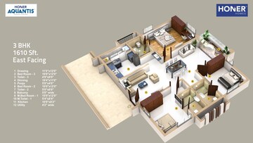  3 BHK Apartment at Honer Aquantis, Gopanpally – for Rent