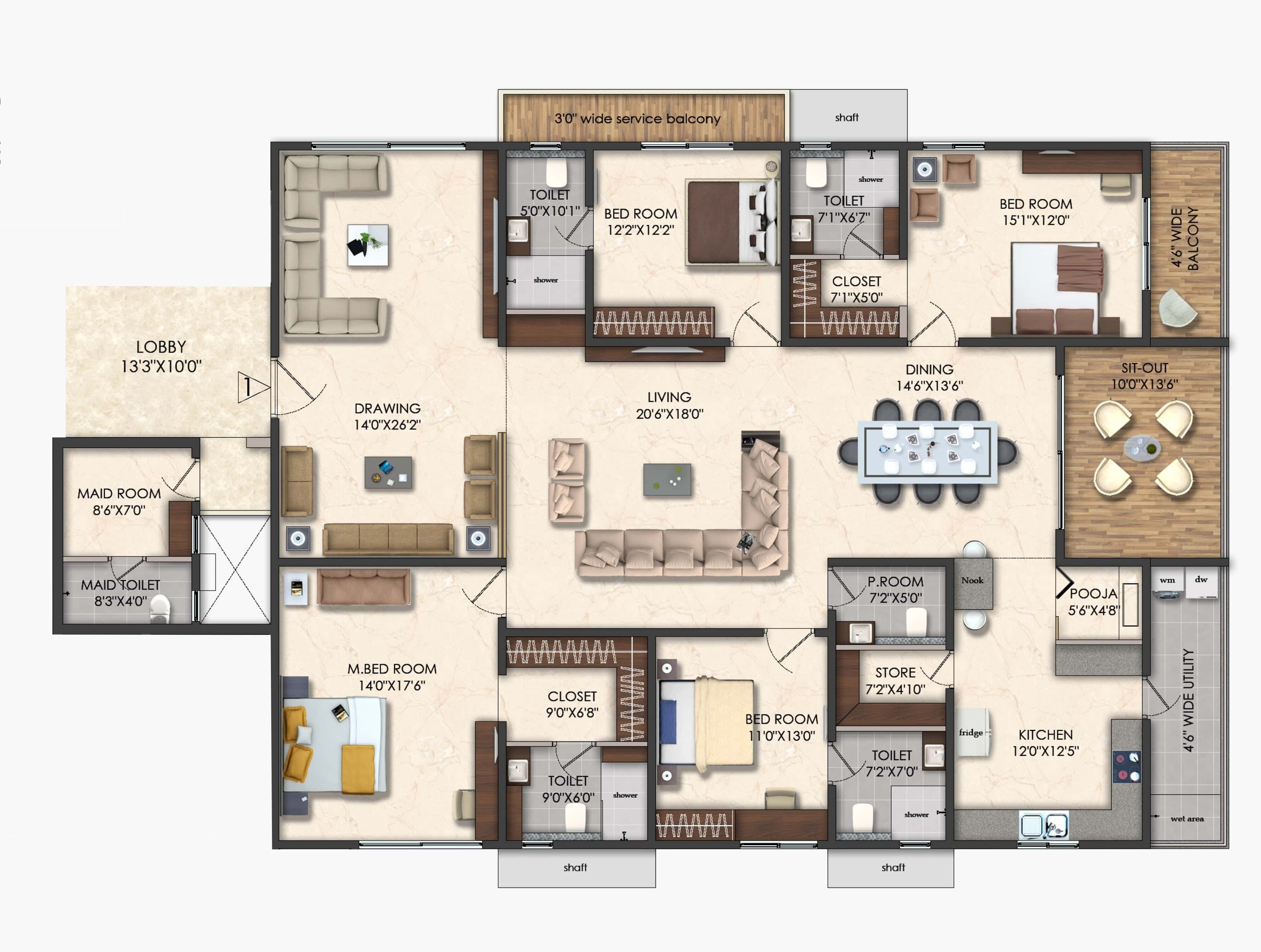 4 BHK 3815 Sq. Ft. Apartment