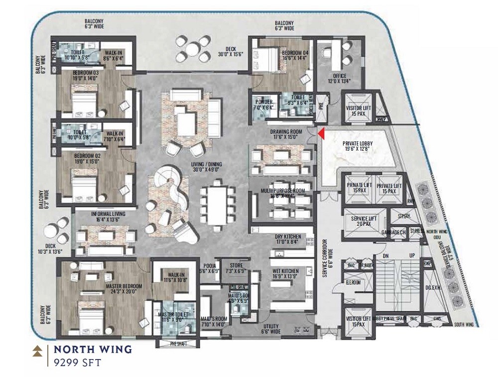 Floor plan of 4 BHK 9299 Sq. Ft. Apartment in Hyma My Home 99, Hyderabad