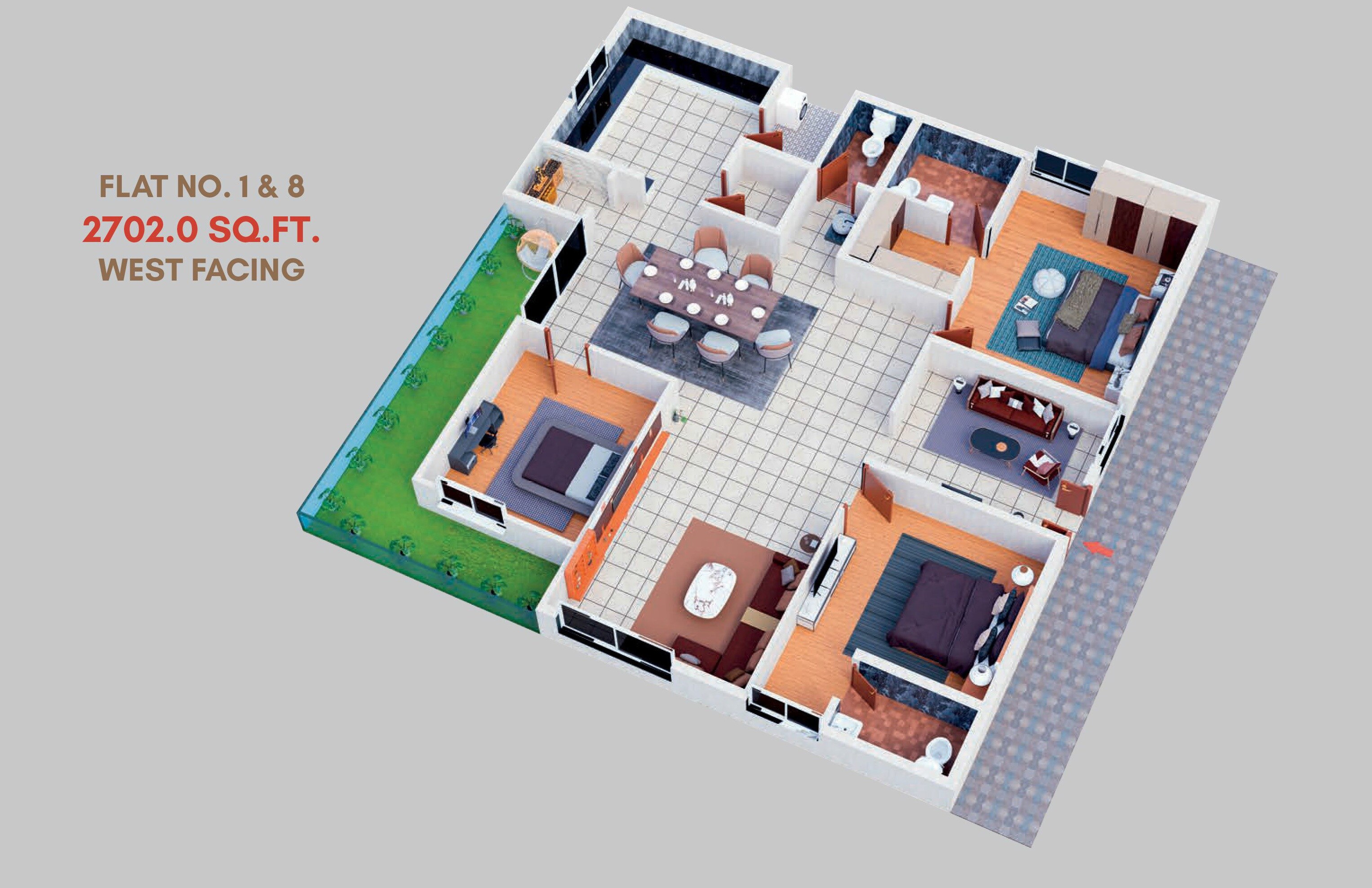 Floor plan of 3 BHK 2702 Sq. Ft. Apartment in I Homes The 11, Hyderabad