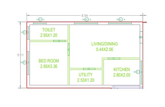 Floor plan of 2 BHK 1033 Sq. Ft. Apartment in Ideal Skandha, Hyderabad