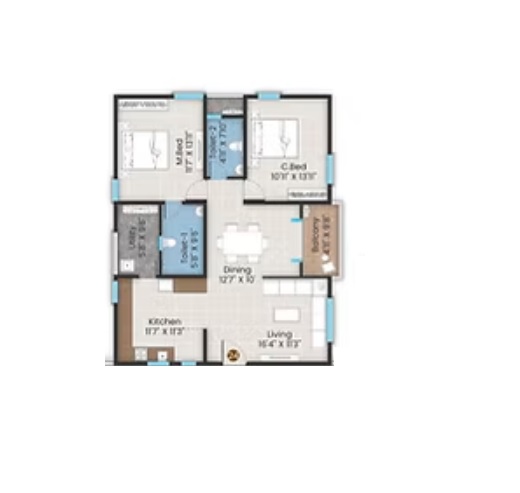 2 BHK 1180 Sq. Ft. Apartment in Ideas Shoba Nath