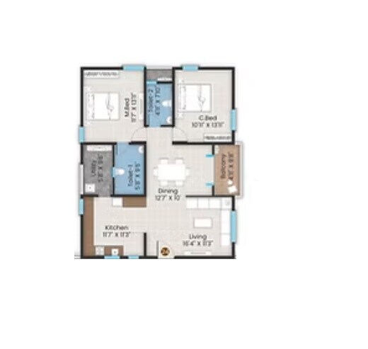 2 BHK 1180 Sq. Ft. Apartment