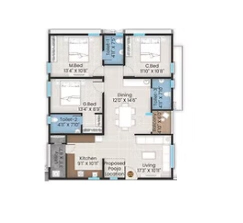 3 BHK 2400 Sq. Ft. Apartment