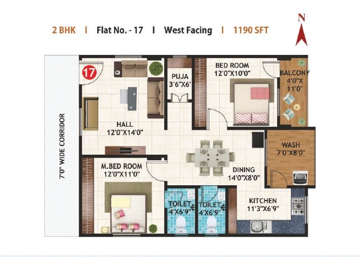 2 BHK 1190 Sq. Ft. Apartment