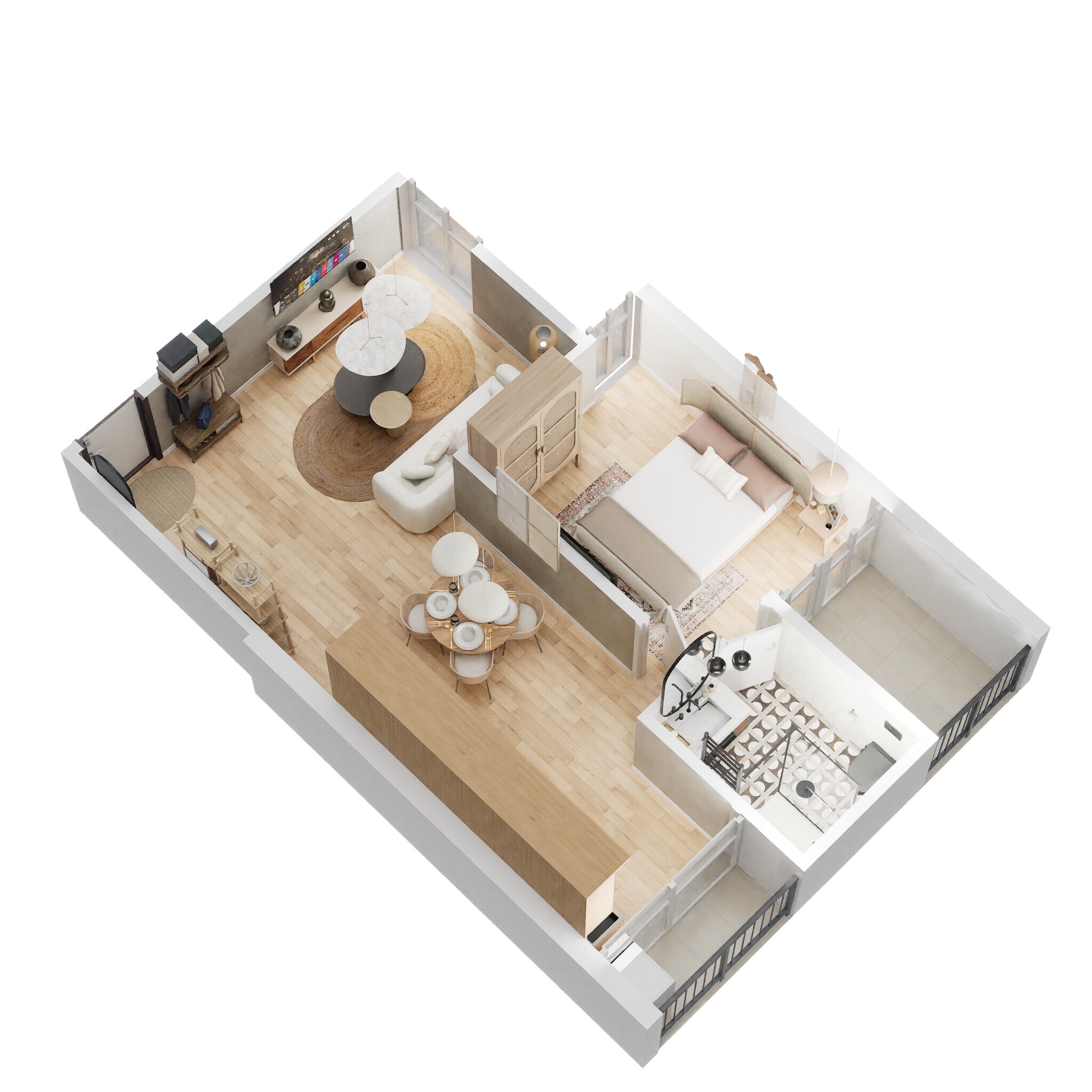 Floor plan of 1 BHK 769 Sq. Ft. Apartment in INCOR Live By Lake, Hyderabad