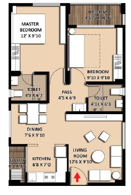 2 BHK 842 Sq. Ft. Apartment in INDIS VB City