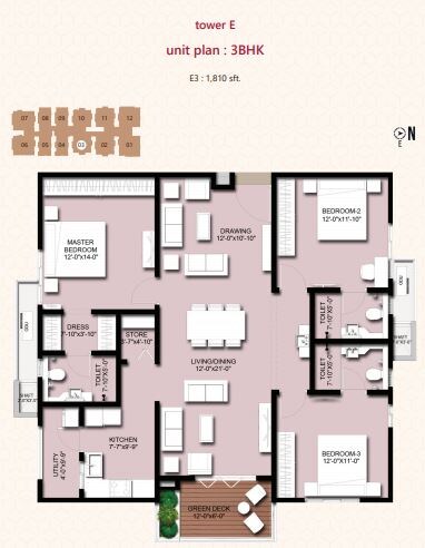 3 BHK Apartment at INDIS Viva City, Kondapur – for Rent