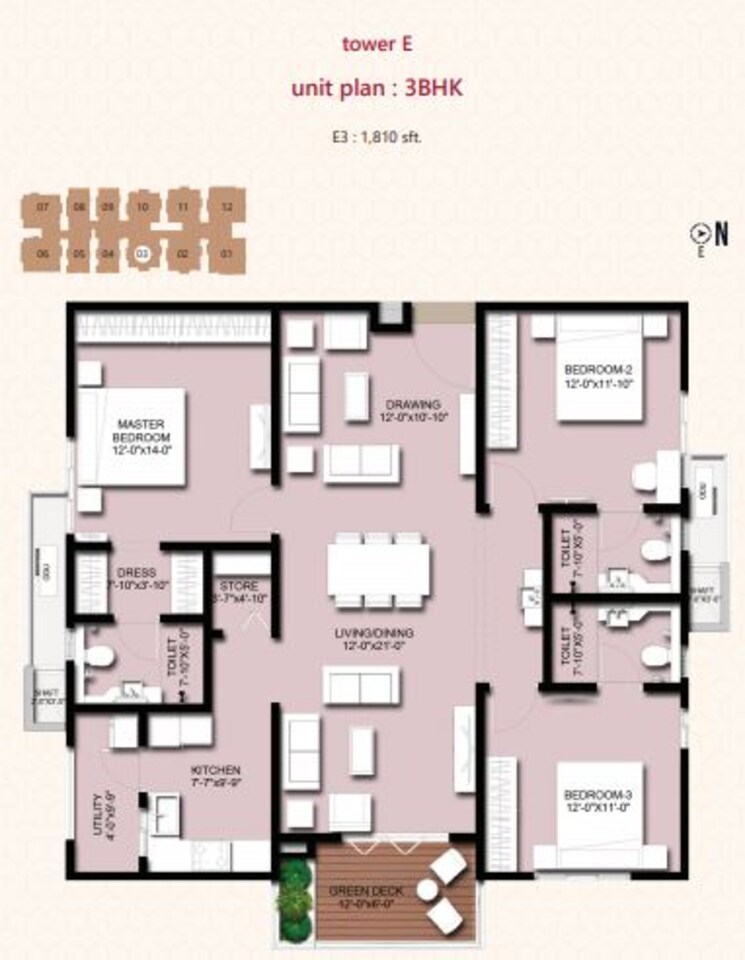 Other, indis-viva-city 3 Bedroom 1710 Sq.Ft. Apartment In Kondapur Hyderabad 8983733