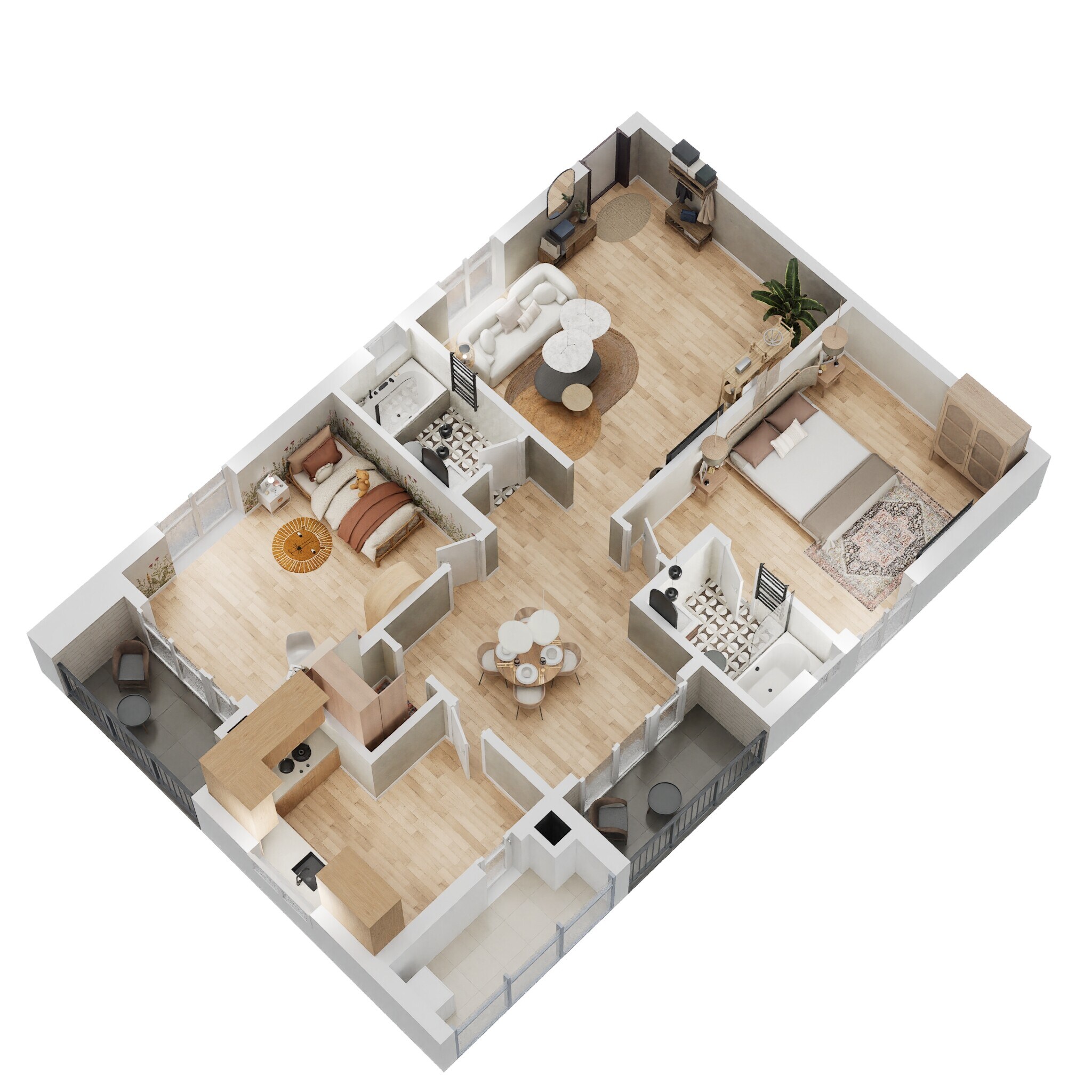 Floor plan of 2 BHK 1379 Sq. Ft. Apartment in Indiabulls Centrum Hyderabad, Hyderabad