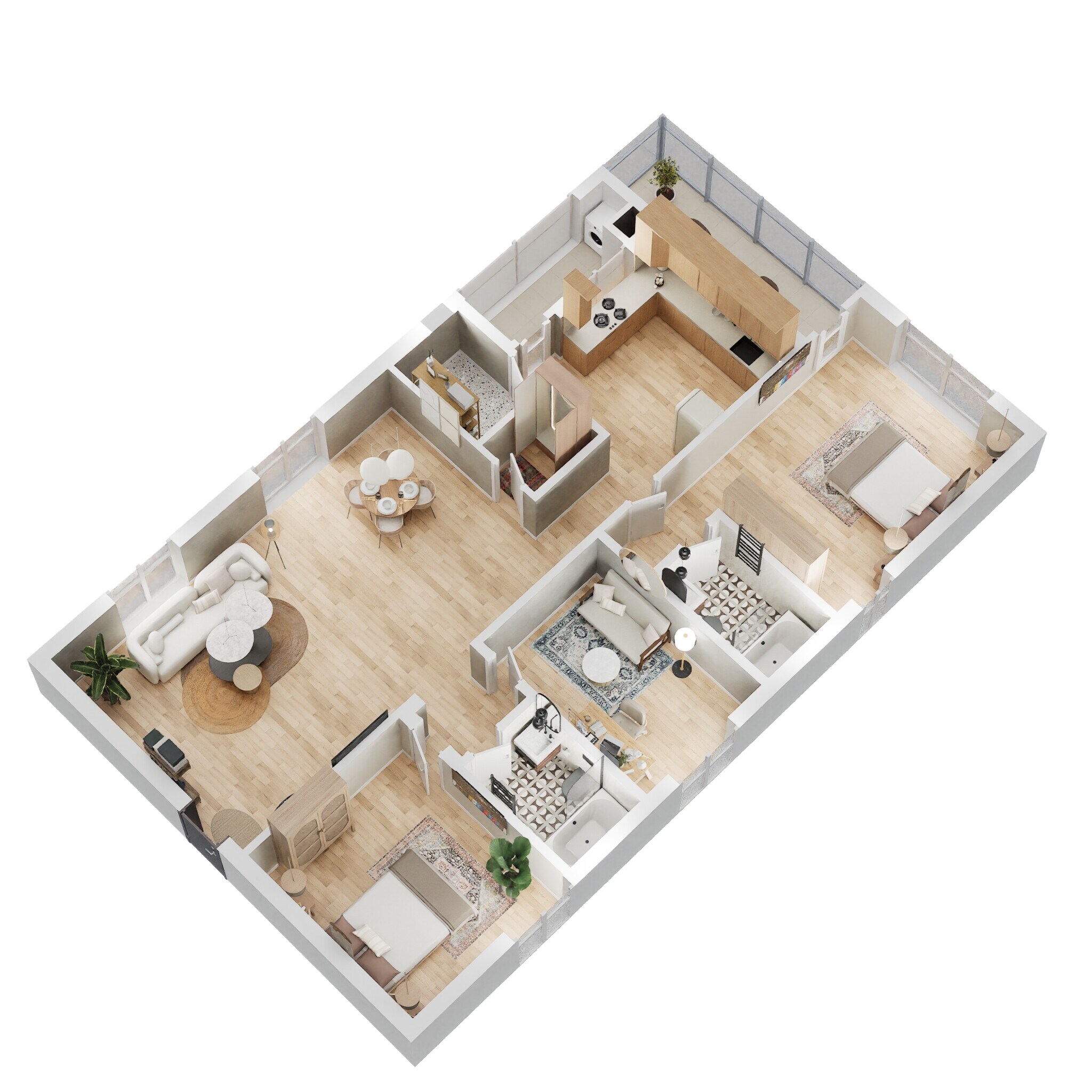 Floor plan of 2 BHK 1521 Sq. Ft. Apartment in Indiabulls Centrum Hyderabad, Hyderabad