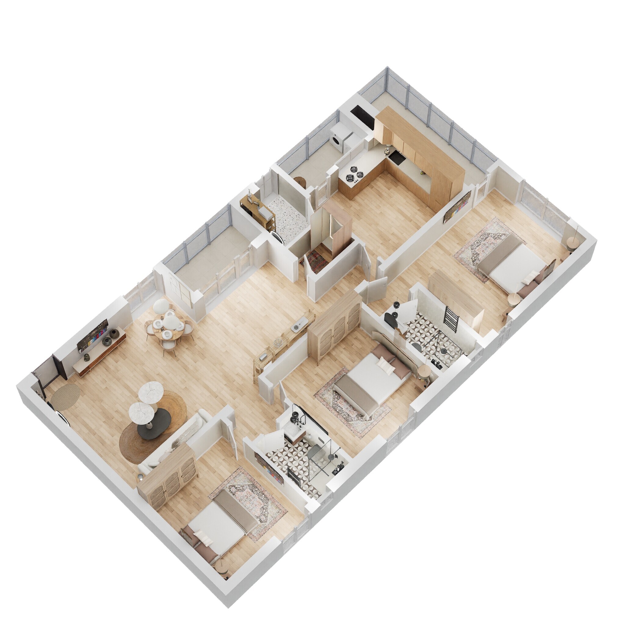 Floor plan of 3 BHK 1635 Sq. Ft. Apartment in Indiabulls Centrum Hyderabad, Hyderabad