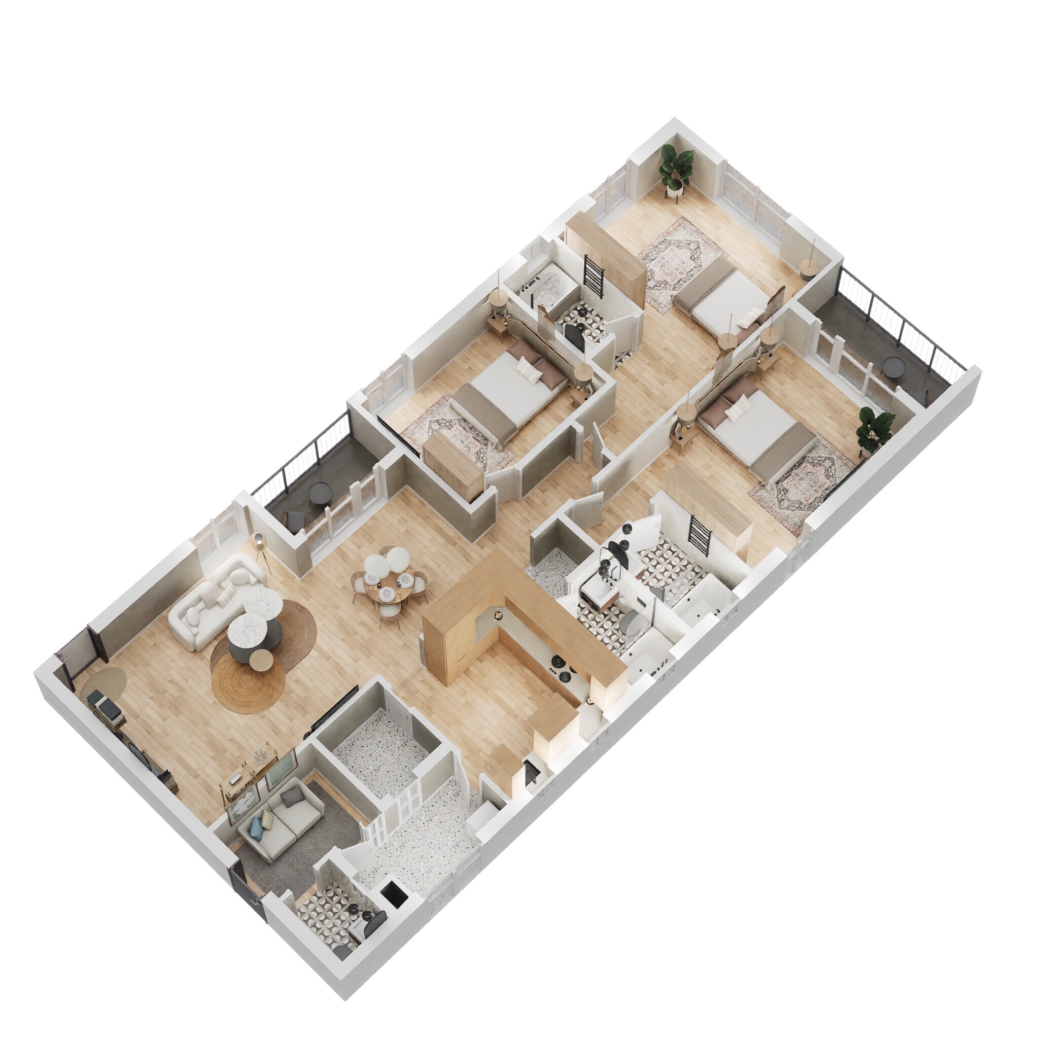 Floor plan of 3 BHK 1926 Sq. Ft. Apartment in Indiabulls Centrum Hyderabad, Hyderabad