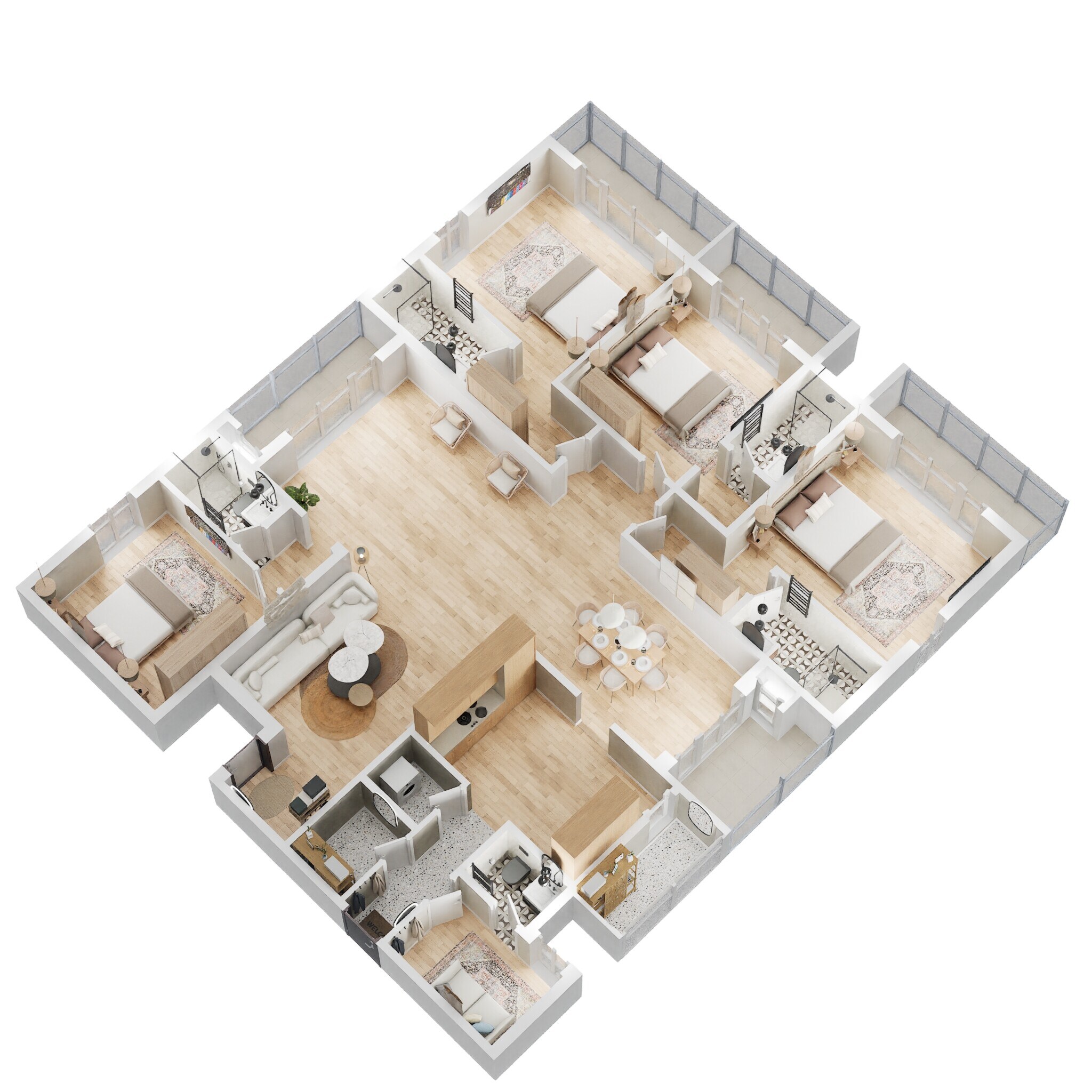 Floor plan of 4 BHK 3235 Sq. Ft. Apartment in Indiabulls Centrum Hyderabad, Hyderabad