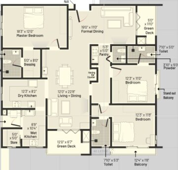  3 BHK Apartment at INDIS Viva City, Kondapur – for Sale