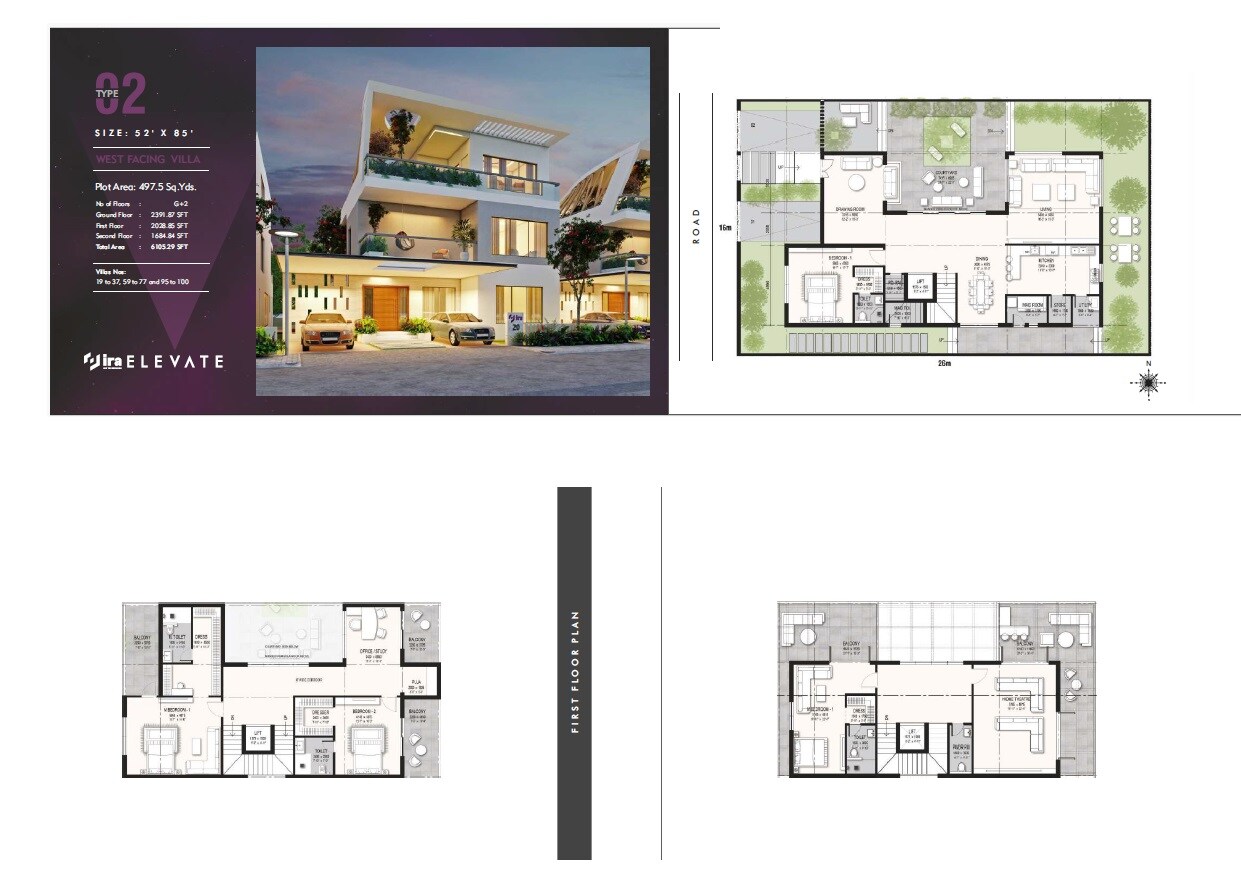 Floor plan of 4 BHK 6105 Sq. Ft. Villa in IRA Elevate, Hyderabad