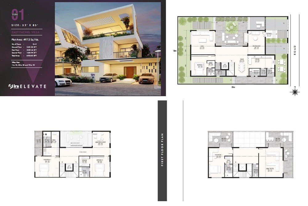 Floor plan of 4 BHK 6125 Sq. Ft. Villa in IRA Elevate, Hyderabad