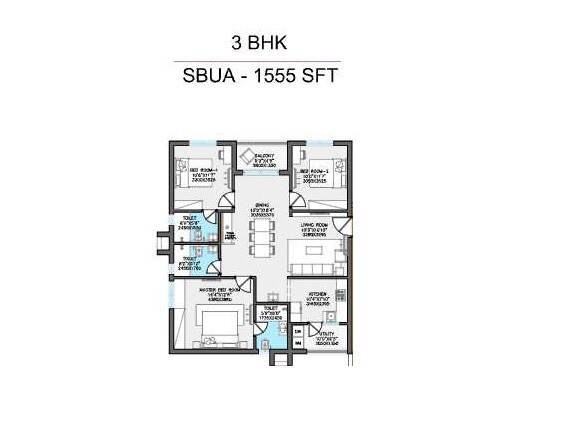3 BHK 1555 Sq. Ft. Apartment