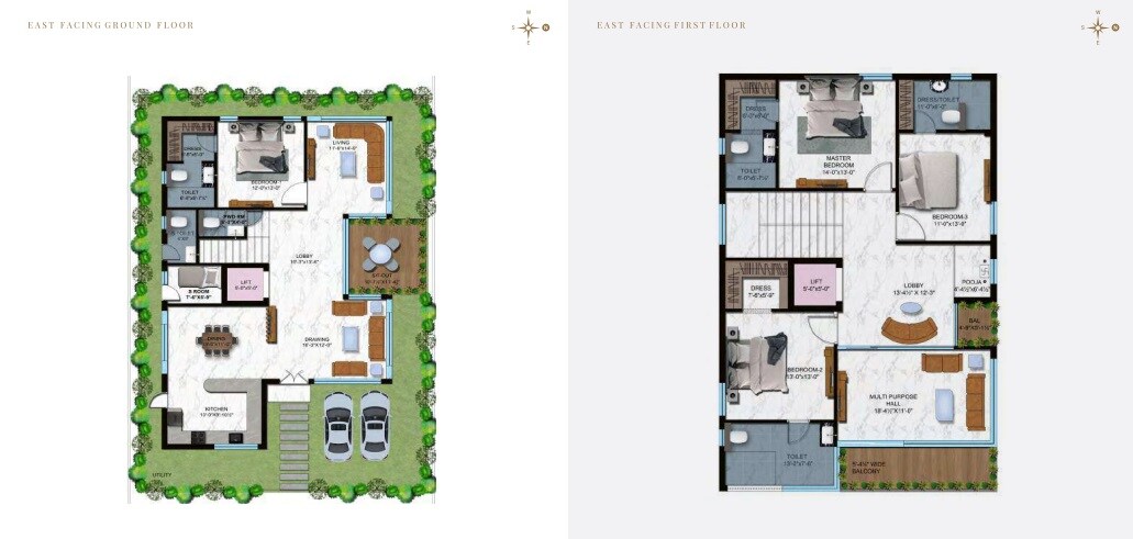 Floor plan of 4 BHK 3700 Sq. Ft. Villa in Ira The Square, Hyderabad