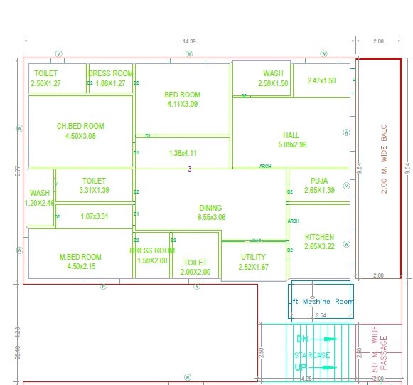 Floor plan of 3 BHK 2593 Sq. Ft. Apartment in Ishanth Sreedhar Heights, Hyderabad