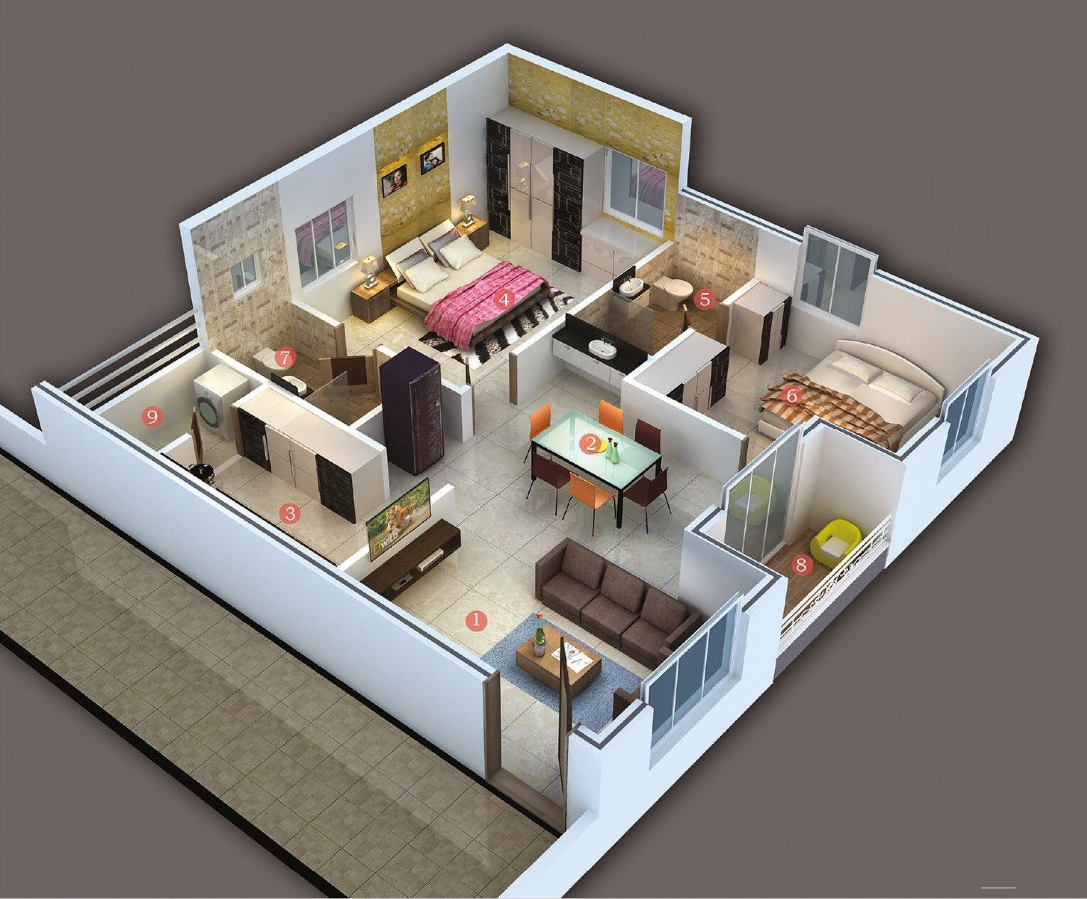 2 BHK 1280 Sq. Ft. Apartment
