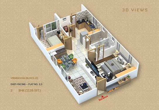 2 BHK 1138 Sq. Ft. Apartment in Jai Vaasavi Brundavanam Apartment