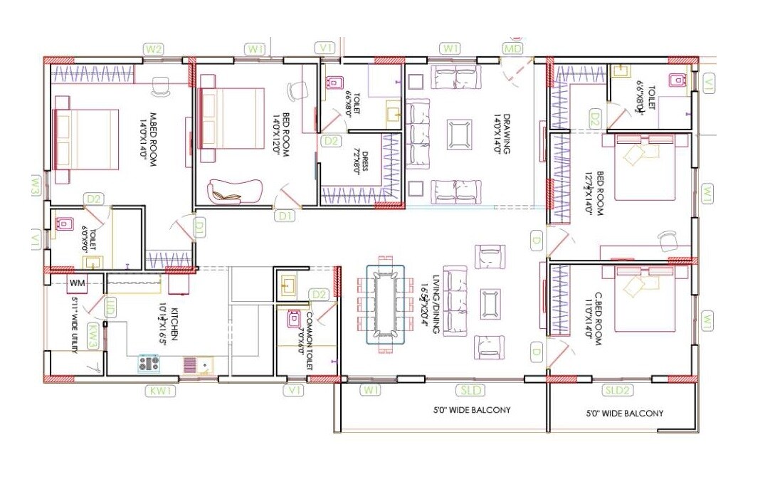 Floor plan of 4 BHK 3210 Sq. Ft. Apartment in Jain Amare, Hyderabad