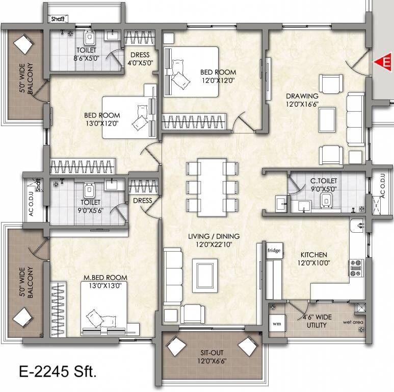 3 BHK 2245 Sq. Ft. Apartment