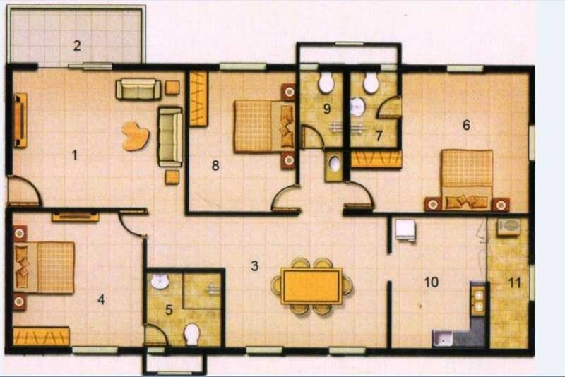 Floor plan of 3 BHK 1380 Sq. Ft. Apartment in Jains Carlton Creek, Hyderabad