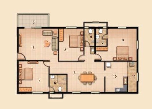 Floor plan of 3 BHK 2556 Sq. Ft. Apartment in Jains Carlton Creek, Hyderabad