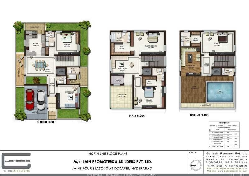 Floor plan of 4 BHK 4780 Sq. Ft. Villa in Jains Four Seasons, Hyderabad