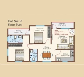 2 BHK 1043 Sq. Ft. Apartment in Jalsa Garikipati Towers