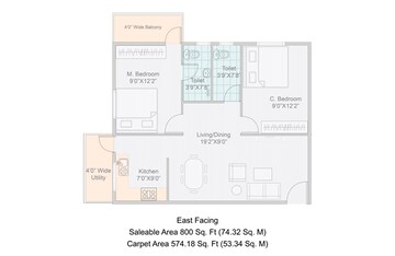  2 BHK Apartment at Janapriya Unnati, Isnapur – for Rent