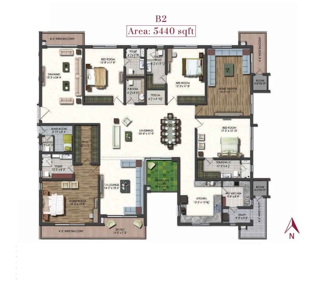 4 BHK 5440 Sq. Ft. Apartment