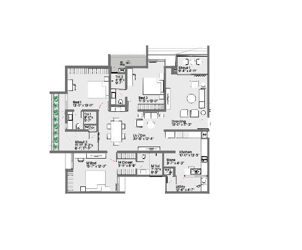 3 BHK 2511 Sq. Ft. Apartment